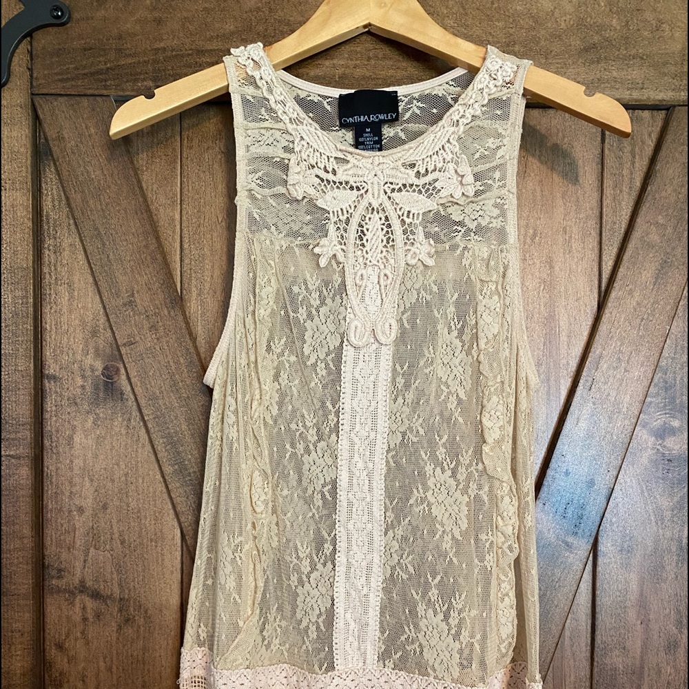CYNTHIA ROWLEY SLEEVELESS LACE TOP - Picture 6 of 7